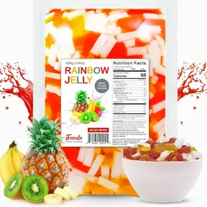 Fanale Coconut Jelly Topping nata de coco for Bubble Tea | Rainbow Konjac Jelly Topping for Boba Tea, Smoothies, Slushes, Desserts 400g(Pack Of 1)