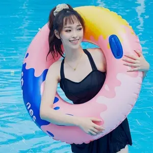 Yuke Inflatable Swim Ring with Handles, Thickened Anti-Rollover Pool Float for Adults & Kids, Summer Beach & Pool Party Water Toys