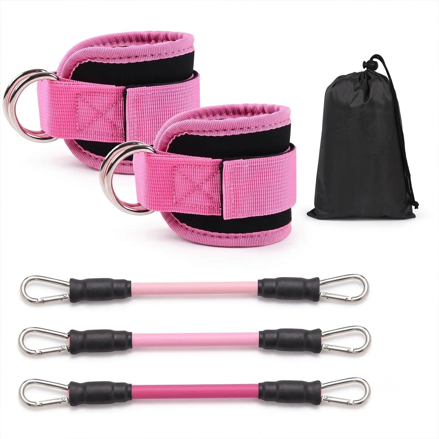Ankle Resistance Bands with Cuffs for Women | Anti-Snap, Neoprene Padded, Adjustable Weights, For Glute Kickbacks & Butt Lift, Cable Machine Alternative for Home Gym