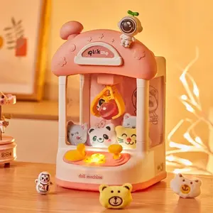Claw Machine for Kids, Mini Vending Machine Toys with Mini Dolls, Electronic Arcade Game Indoor Toy for Home Party Birthday Gifts