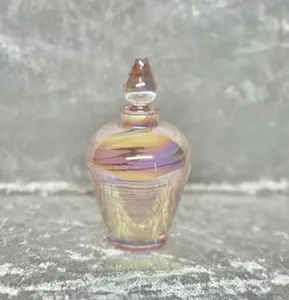 Antique Pink Iridescent Glass Perfume Bottle, Home Supplies Storage Jar for Organizing