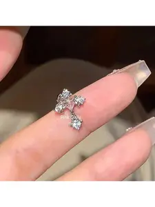 1pc New pink ear bone stud with screw-on design, firework cut cochlear stud, butterfly earrings, stylish