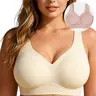 SOFT INTENTION Lightly Lined Fixed Cup Jelly Bra - Breathable Seamless Wireless Full Coverage T shirt Bra Plus Size Friendly
