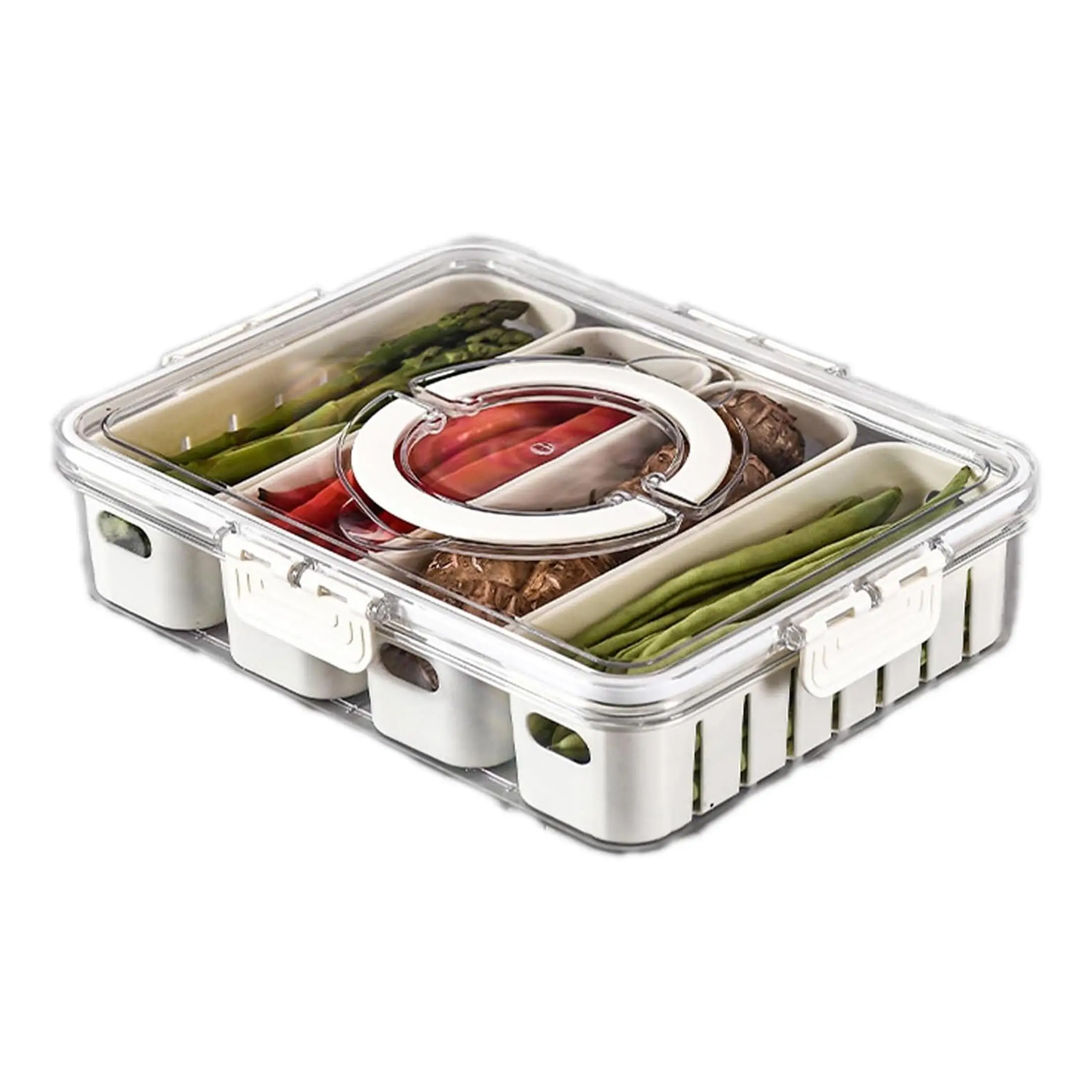 Two/Four Compartment Drain Storage Box, 1 Count Used for Cleaning and Storing Fruits and Vegetables, Cannot Be Washed in The Dishwasher, kitchenware