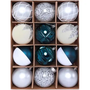 Christmas Tree Ornaments Decorations Set-12ct 3.14 Inch  Blue  Ornaments for Christmas Tree Shatterproof  Ball Ornament Bulk,Xmas Tree Tabletop Decorations for Holiday Decor