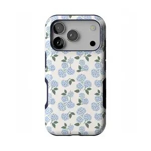 Casely iPhone 17 Pro Case | Nantucket Cottage | Blue Hydrangea | Bold Protective Design | Compatible with MagSafe