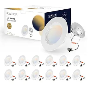 Powerasia 5/6 Inch LED Can Lights Retrofit RGB/5CCT Recessed Lighting 12W 1200LM Smart APP Control 2700K-6000K Color Changing Alexa Compatible Hub INCL - Outdoorfun outdoorfun