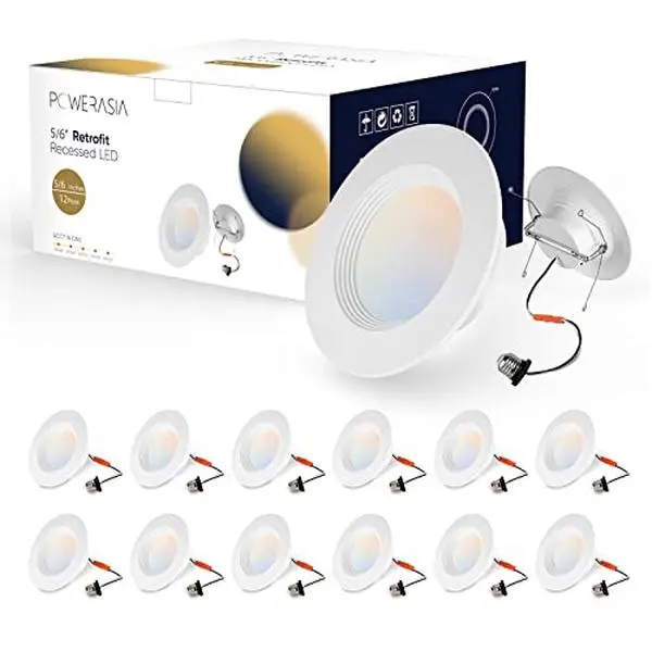 Powerasia 5/6 Inch LED Can Lights Retrofit RGB/5CCT Recessed Lighting 12W 1200LM Smart APP Control 2700K-6000K Color Changing Alexa Compatible Hub INCL - Outdoorfun