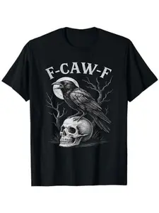 F-Caw-F Black Crow Bird Retro Vintage Gothic Moon F-Caw-F T-Shirt