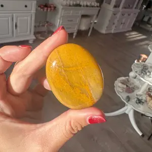 Yellow Jasper Palm Stone