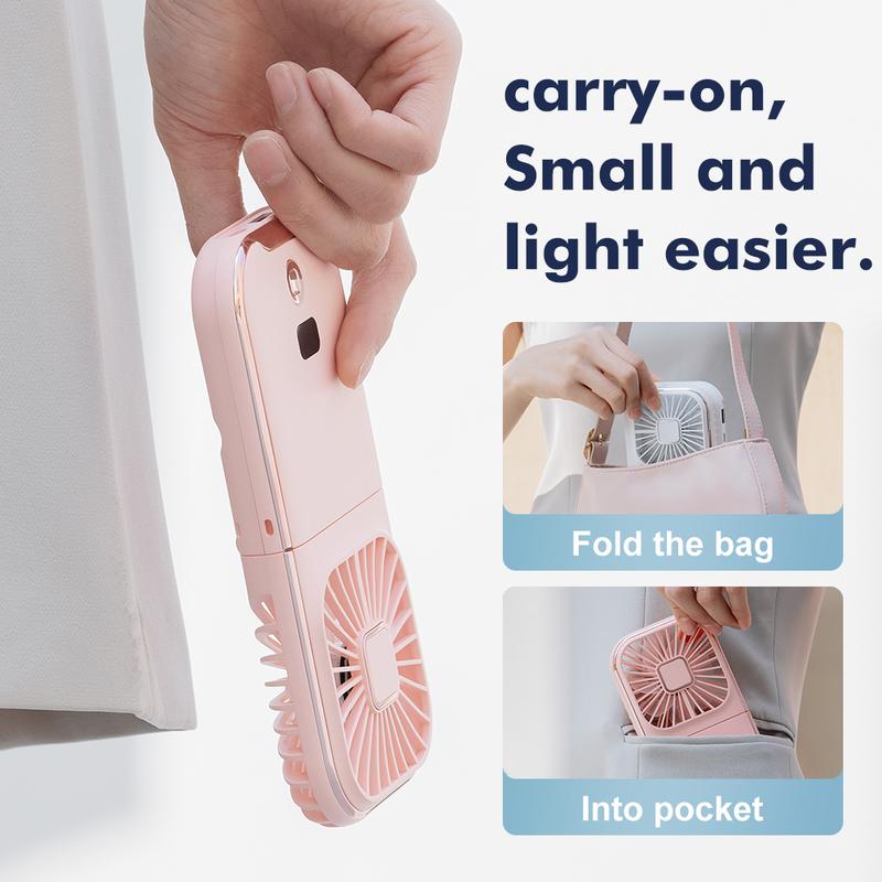 Mini Foldable Rechargeable Fan | 4 Speeds | 3000mAh Power Bank | Neck & Pocket Portable Use cool shop