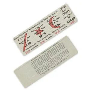Original 1969 Woodstock 3-Day Ticket