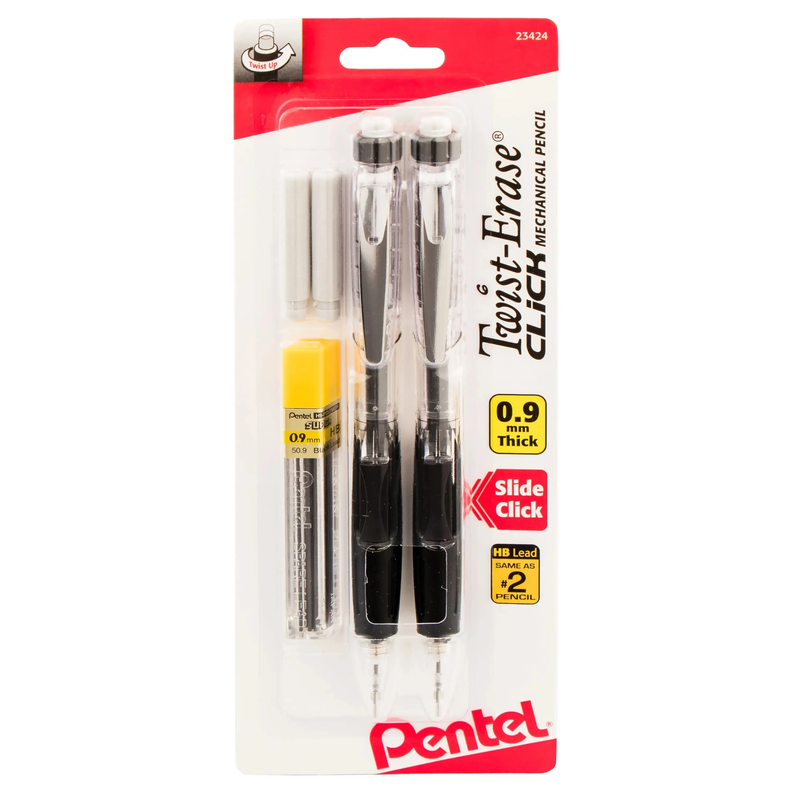 Pentel Twist-Erase Click Mechanical Pencil, with Refill Lead and Erasers, Assorted Packs