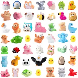 50pcs Mini Resin Animal 50 Styles Tiny Resin Animals Miniature to Hide Little Small Animal Figures Bulk for Holiday Party Favors Bag Fillers Garden Dollhouse Crafts Decor