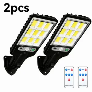 4-Pack LED Solar Street Lights Outdoor, 6000 Lumens 108 COB 9-LED Solar Motion Sensor Wall Lamp, IP65 Waterproof with Remote Control & 3 Lighting Modes, Durable Security Lighting for Backyard, Garage, Pathway  , Backyard, Motion Sensor
