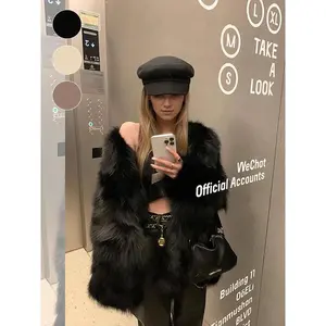 Women's fake fox fur coat, new fashionable loose medium length outer coat, warm and comfortable design for autumn and winter seasonsRAIMENTRY