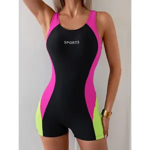 Women's High-Elasticity Athletic One-Piece Swimsuit with Removable Padded Cups & Back Panel - Solid Color, Hand Wash Only for Swimming, Water Sports & Casual Wear, Sports Swimwear |   Sleek Onepiece |   Highstretch Fabric, High Waisted Swimsuit