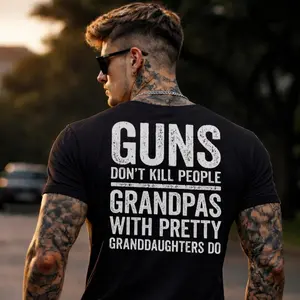 Funny Grandpa Shirt “Grandpas With Pretty Granddaughters” Tee, Protective Grandpa Humor Gift, Family Joke T-Shirt.