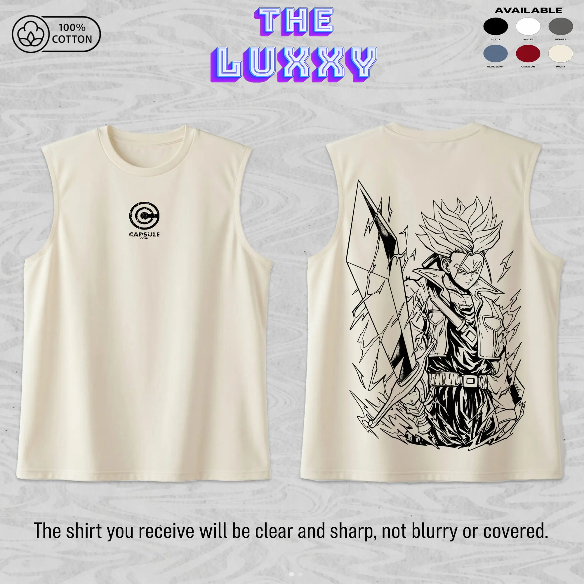 Trunks Unisex Cotton Premium Comfort Colors Tank Top, Dragonball Anime Merch, Grunge Cotton Comfort Tank Top, Anime Aesthetic Gift, Gym Tank Top, Anime Gym Tank Top