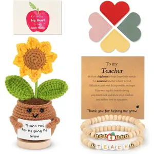 Teachers Appreciation Gifts for Women, Funny Teacher Gifts for Women, End of Year Thank You Gift Supplies for Best Daycare, Preschool, Music, Assistant Teachers, Sunflower Doll, Bracelet, Bookmark