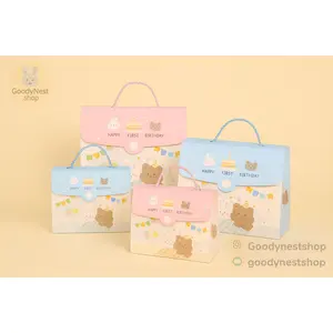 Goodybag – First Birthday Gift Box with Handle | Cartoon Party Bag for Baby’s 1st Celebration (Empty Box)