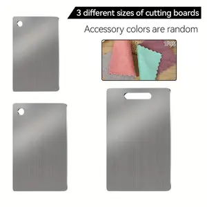 Premium Stainless Steel Cutting Board Set, Includes 1 Small Cloth, Durable & Easy to Clean, Kitchen Prep, Space Saving, Random Color