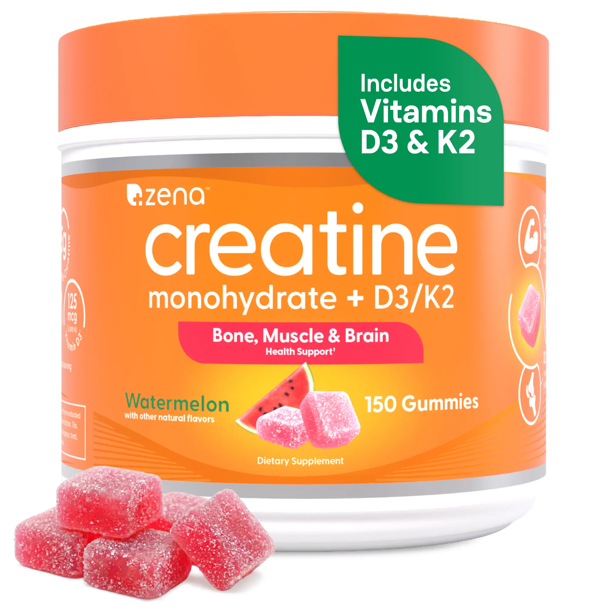 Zena Nutrition Creatine Gummies with D3 & K2, Creatine Monohydrate Zena Nutrition Creatine Gummies with D3 & K2, Creatine Monohydrate