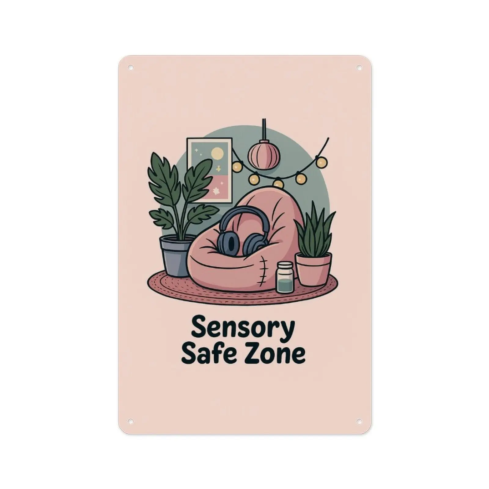 Vintage Metal Wall Sign - 8x12 in Retro Tin Decor for Therapy Rooms, Bedroom - Calming Mental Health Gift for Sensory Space Home Supplies