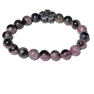 High-quality Watermelon Tourmaline Crystal Bead Stretch Bracelet Length is 7 Inches stretch bracelet