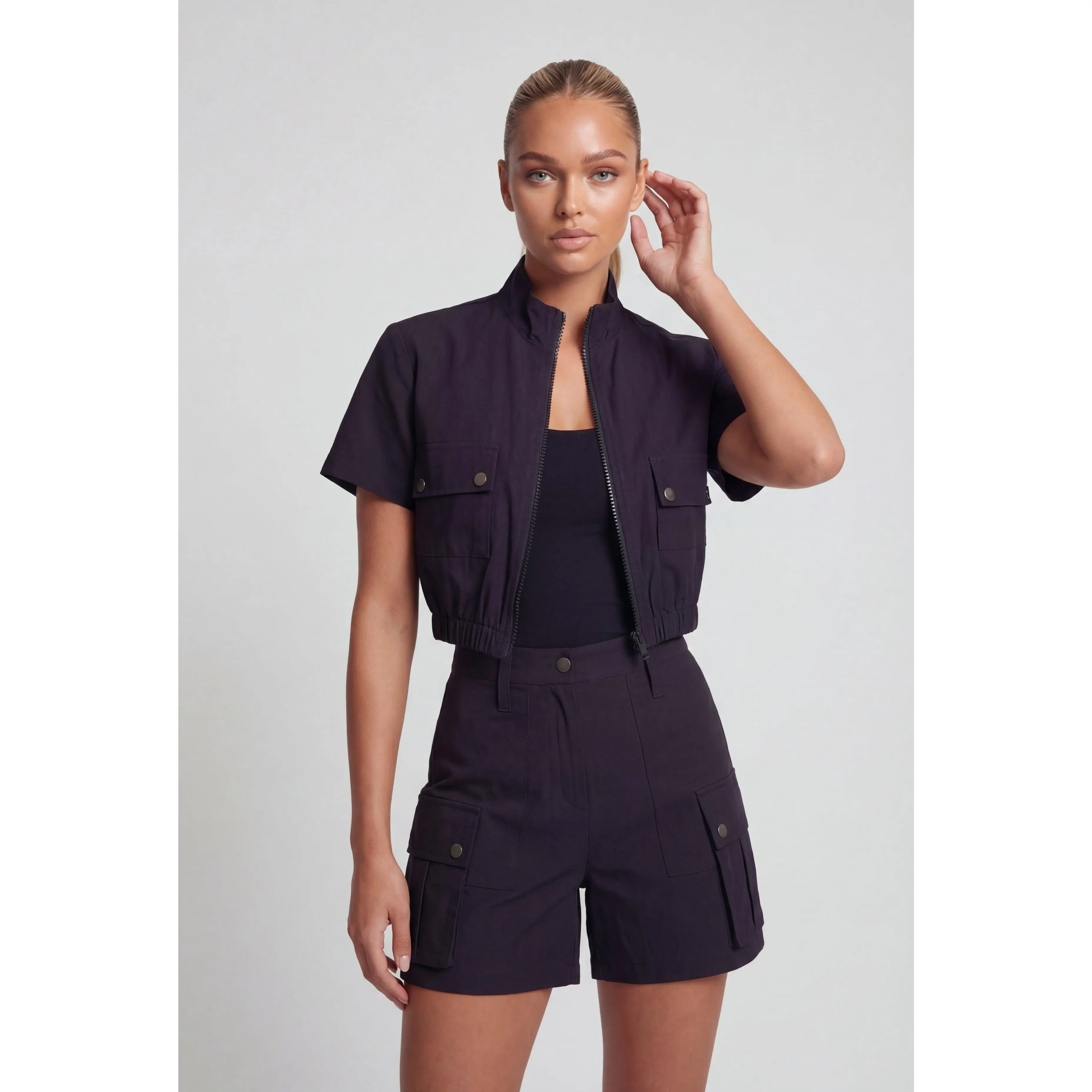 Gwendolyn Cargo Crop Windbreaker Jacket