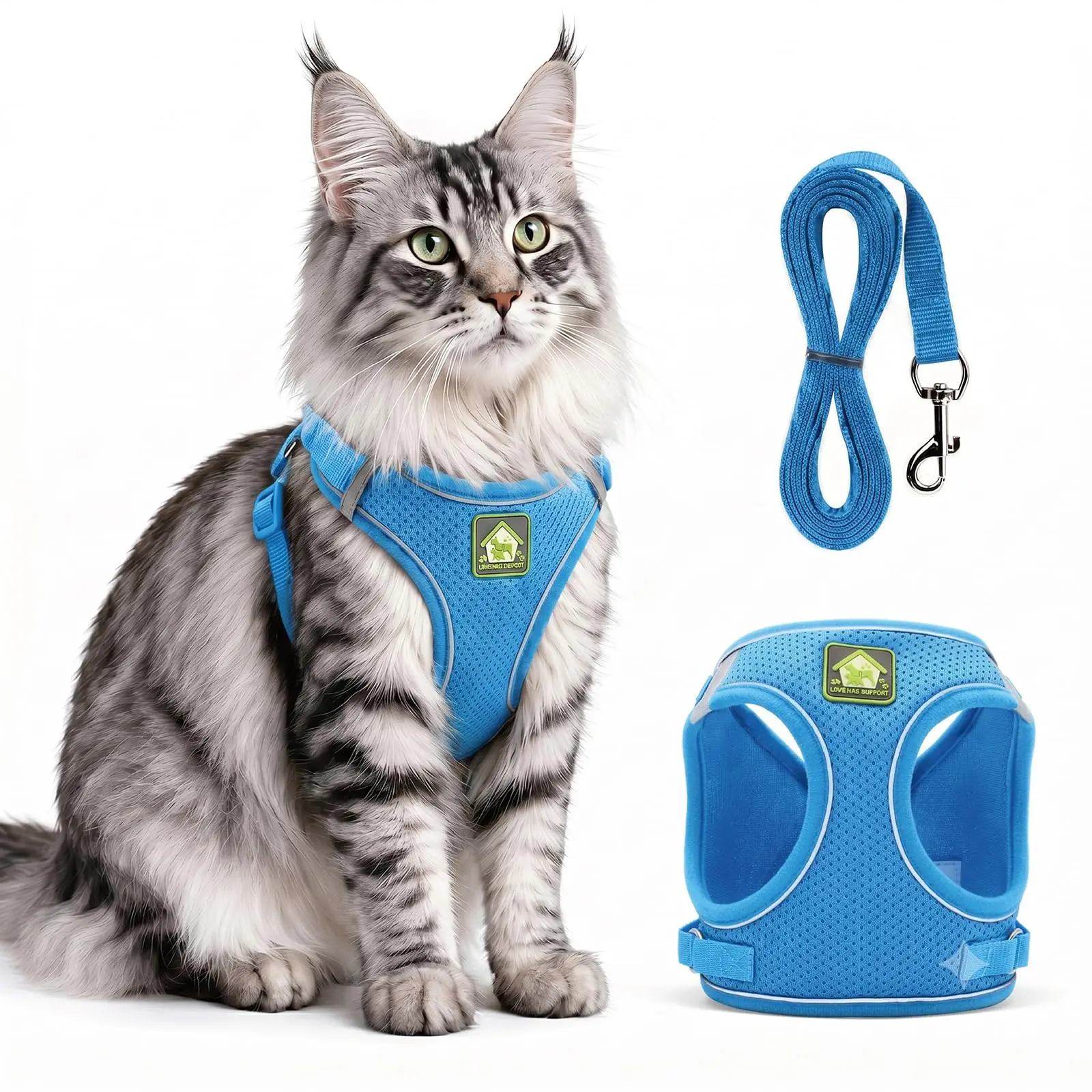 Cat Vest Harness with Leash, Breathable Mesh, Dual D-Rings, Multi-Size S-XL