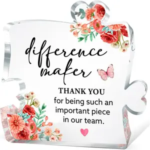 Difference Maker Gifts for Women,Thank You Gifts for Employee Appreciation Gift,Thank You for Being Such Important Piece in Our Team Sign Acrylic Puzzle Plaque