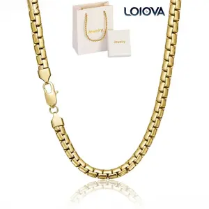 Unisex Polished Stainless Steel Flat Bead Chain Necklace - 7mm Width, 7.5-24in Multi-Size, Gold Tone, for Everyday Wear & DIY Projects, with Gift Box Included