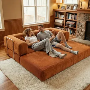 Universal compressed sofa beds for living rooms, bedrooms, bedrooms and studios, modular modern corduroy sofas, fixed-shaped frames and supporting armrests basement  furniture multi-functional floor sofa cloud floor sofa couch  and  bed
