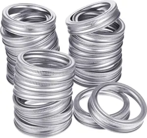 Set of 24 Regular Mouth Mason Jar Canning Bands Kit, Reusable Replacement Metal Rings, Practical Screw Jar Bands, Leak Proof Tinplate Metal Rings, Compatible With Mason Jar ﻿