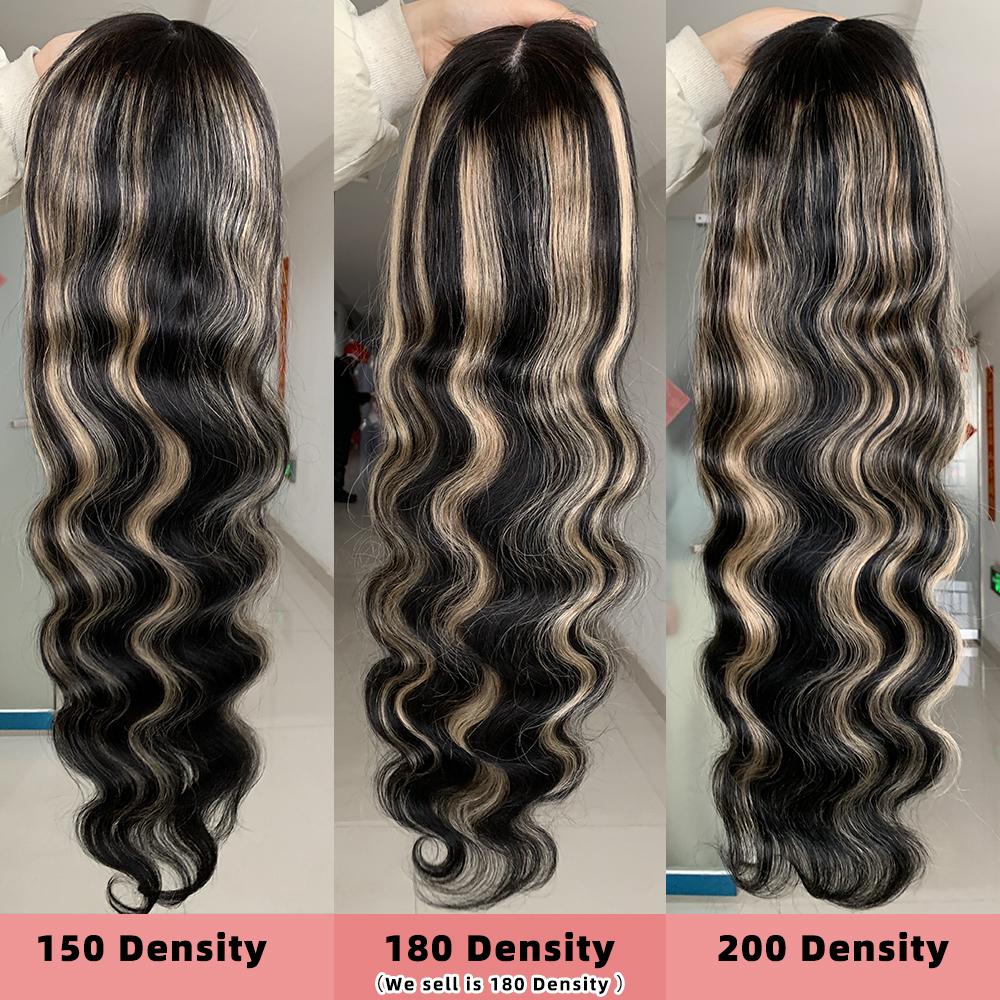 12A Blonde Highlight Wig Human Hair 13X4 13x6 Body Wave Lace Frontal Human Hair Wigs Pre plucked 180% Density  Pre-Plucked Transparent Lace Frontal Human Hair for Women SpringStatements