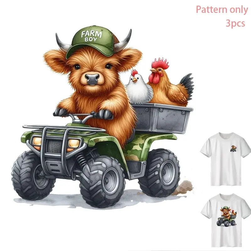 "Farm Boy Pattern" DIY Heat Transfer Vinyl Sticker for Jeans, Hoodies & Backpacks, Durable PVC Material, Machine Washable, Design Only