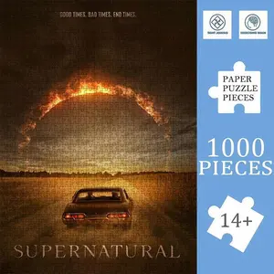 1000pcs Frameless Supernatural TV Series Puzzle - Vivid Car & Fiery Sky Design - Ideal for Bedroom, Living Room, Dining Area & Hotel Decor - Perfect DIY Project for Puzzle Enthusiasts, Living Room Decor|Vivid Imagery|Highquality Print, Puzzle Games