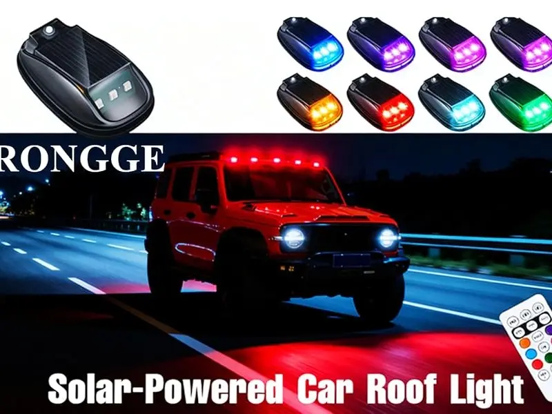 Solar Powered Wireless LED Cab Marker Roof Lights with Remote Control, No Wiring RGB Multi-Color Strobe Warning Lights, Waterproof Self-Adhesive Exterior Mod Accessories for Trucks SUV Off-Road Vehicles