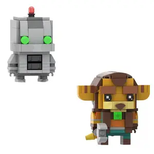 Cute Ding Dang Robot & Richi Building Block Model Doll Set, Assembly Toy Kit, Holiday Gift, Collectible Item, Bricks & Parts Included, Blocks Set