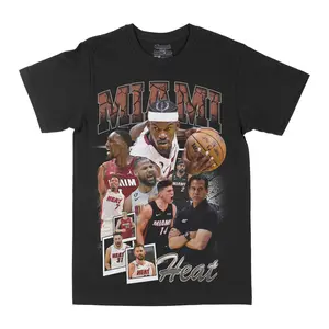 Miami Heat Graphic Tee, Y2K Rap Streetwear T-Shirt, Unisex Crew Neck, Vintage Hip-Hop Graphic, Sports Style, Casual Cotton Fit
