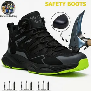 Men's Breathable Steel Toe Work Shoes Summer Anti-Smash Anti-Puncture Safety Footwear Comfortable Wear-Resistant Impact-Resistant Outdoor Protective Sneakers