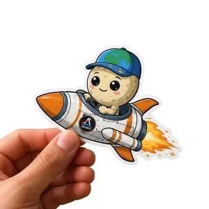 Cutest Artemis II Moon Mission Mascot Rise Stickers, NASA Space Lover Sticker Collection