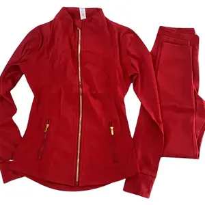 Two Piece Tracksuits - Tracksuit with Zipper Detail and Matching Pants for Cozy Wear
