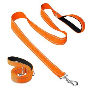 【Furlyn】Dog Leash 6 FT Double-Sided Reflective Padded Handle Nylon Heavy Duty for Medium & Large Dogs Comfort Grip D-Ring Carabiner Tangle-Free rex  specs dog treat pouch high  tech  leash night walk  products Hands-Free Lazy Dog Leash with Pouch
