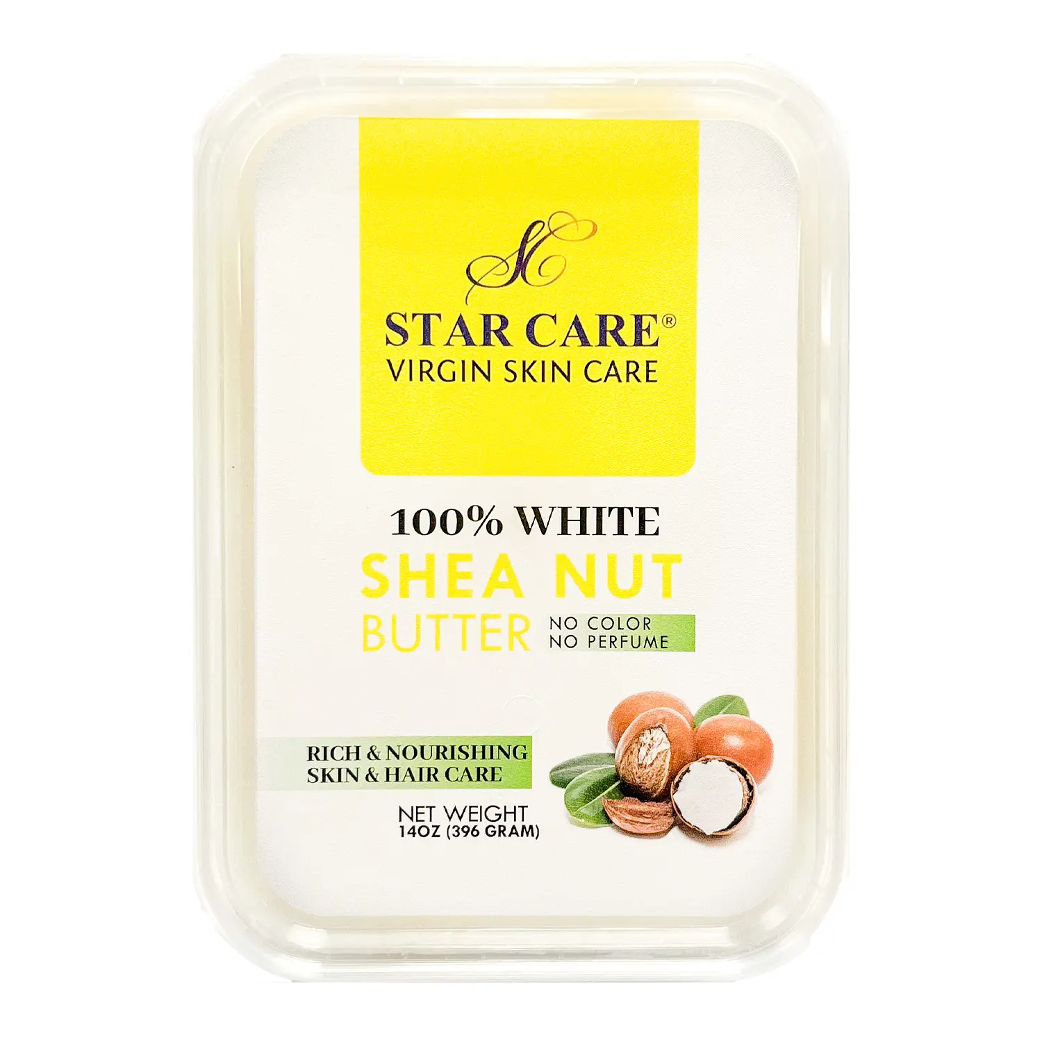 Star Care 100% Virgin White Shea Nut Butter, Intensive Body Care Moisturizer with Vitamins for Skin Repair