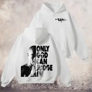 2Pac Only GOD Can Judge Me Quotes Hoodie, Tupac Hip Hop Music Lover Shirt, Vintage 90s Hip Hop Streetwear Apparel