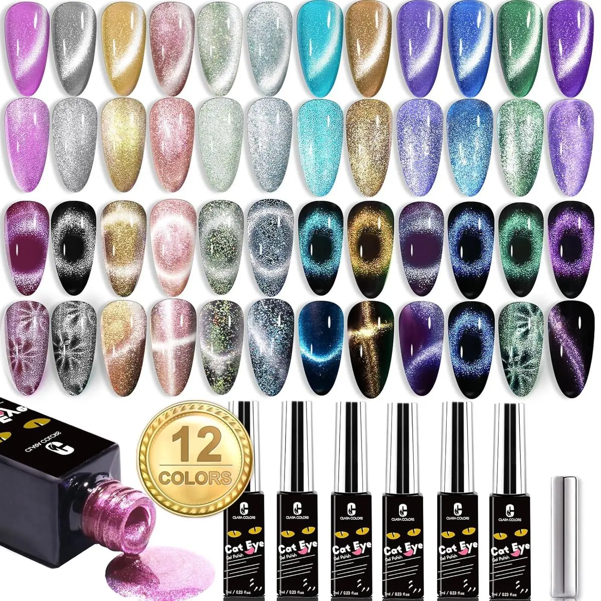 Cat Eye Gel Polish Set - 12 Colors (Romantic)