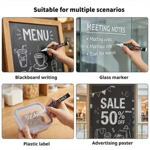 12-Color Liquid Chalk LED Drawing Pen, Dust-Free Erasable Water-Soluble Chalk, Glass Marker, Blackboard Whiteboard Fluorescent Pen