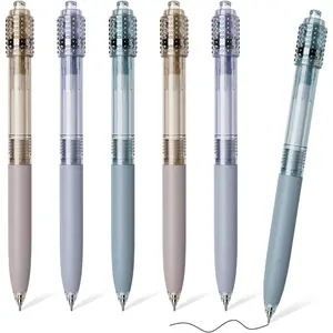 6 count Spinning Gel Pens, 0.5mm Retractable Black Ink Fine Point Pen, Smooth Writing Quick Dry Ink Pens for School Office Home ((Blue & Purple & Grey)